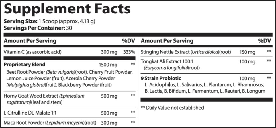 Red boost Supplement Facts